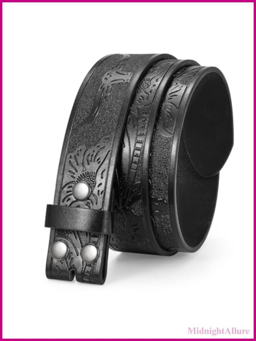 Western Leather Belt Strap 1.5" Wide Floral Engraved Snap-On Cowboy Country